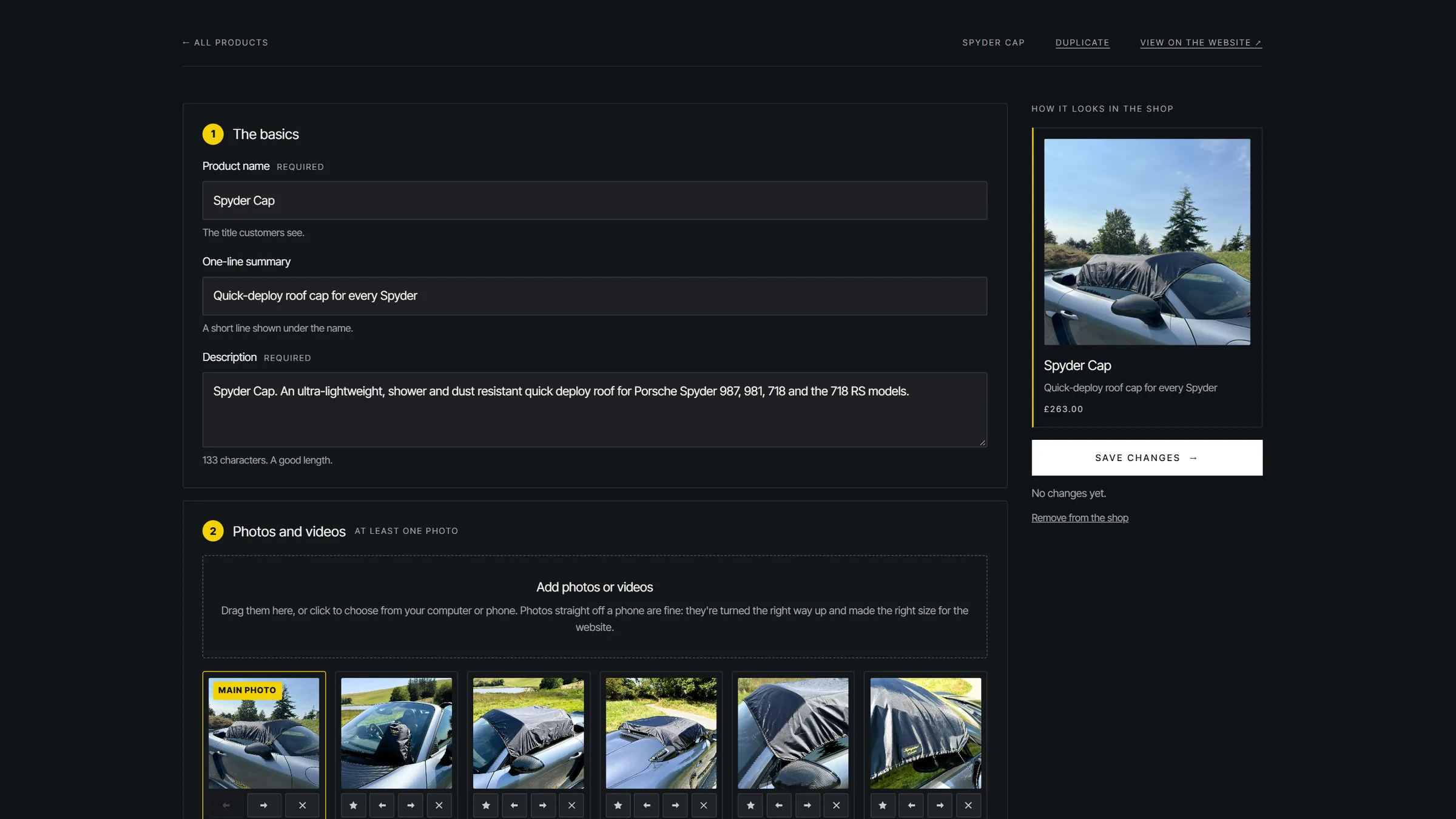 The product editor for the Spyder Cap