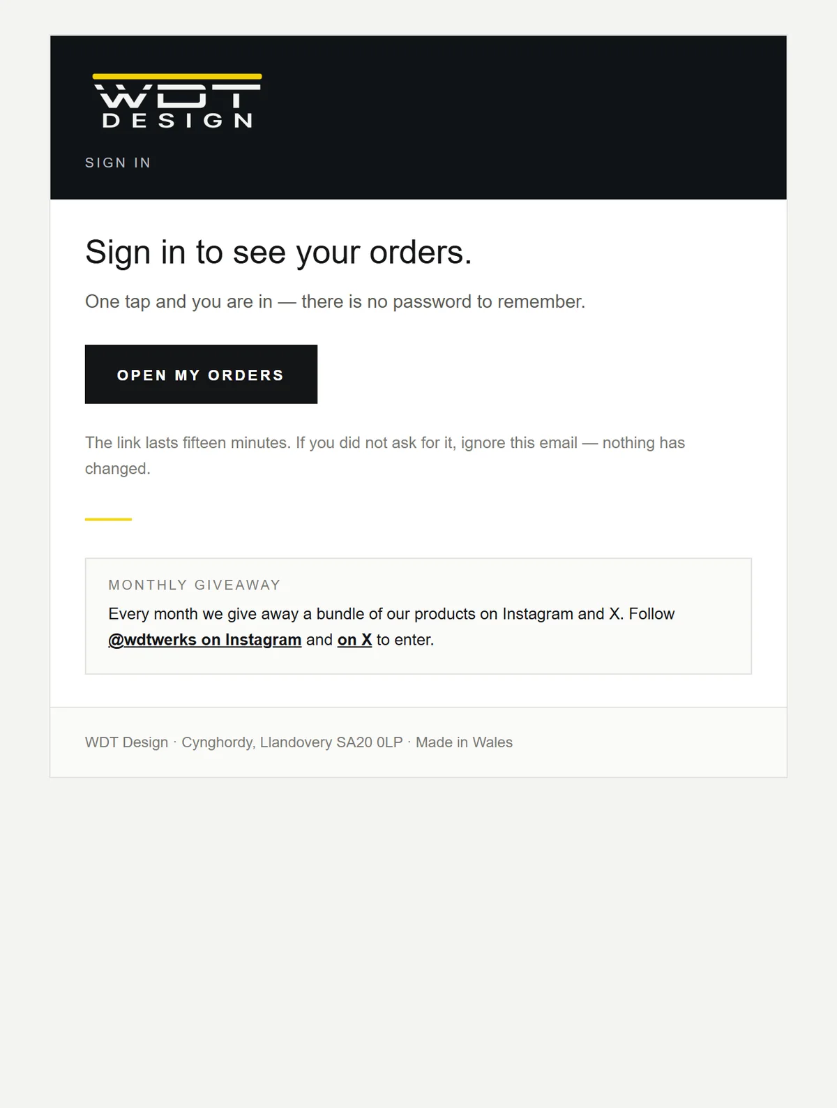 Sign-in link email