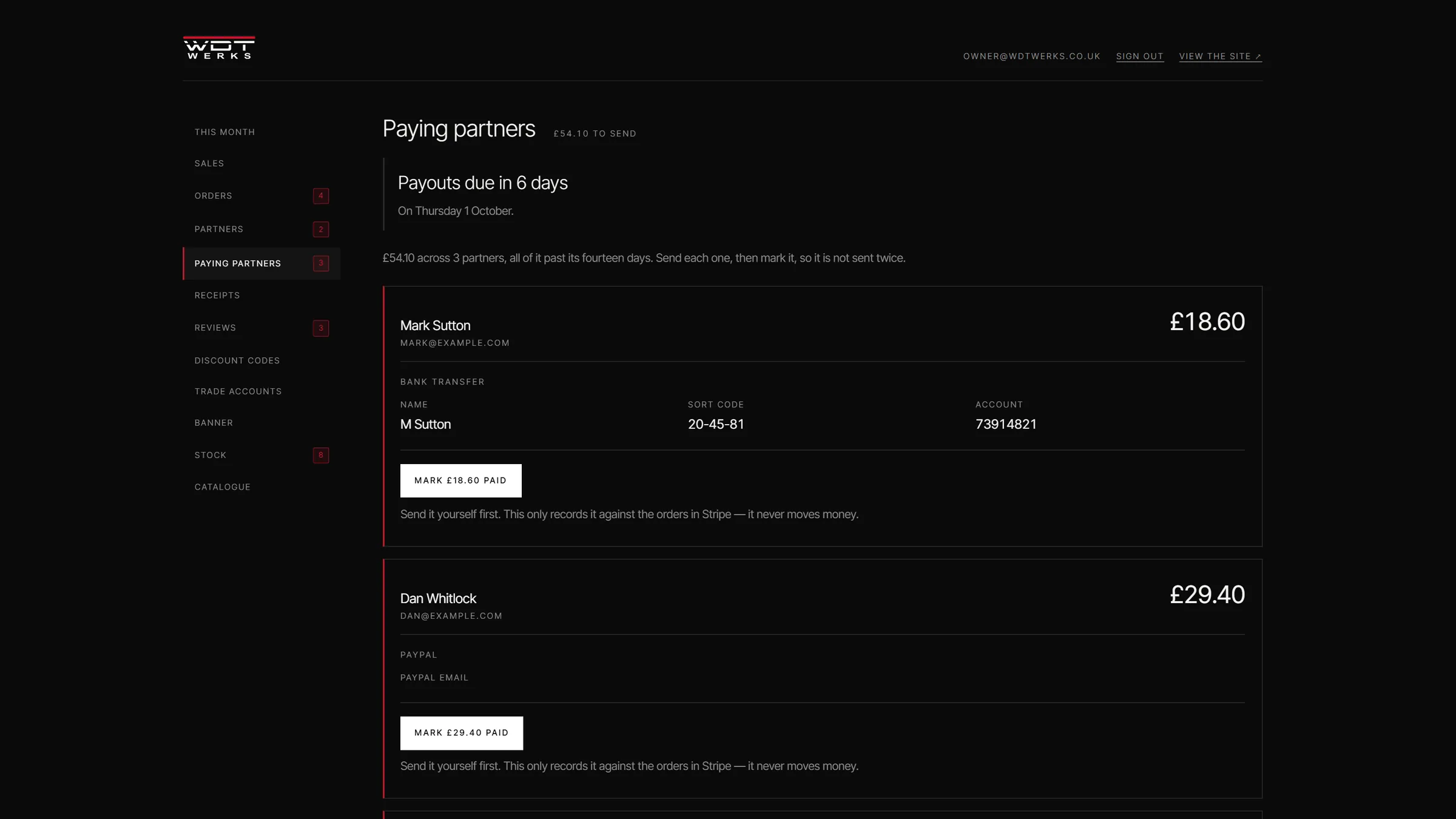 Partners due a payout this month