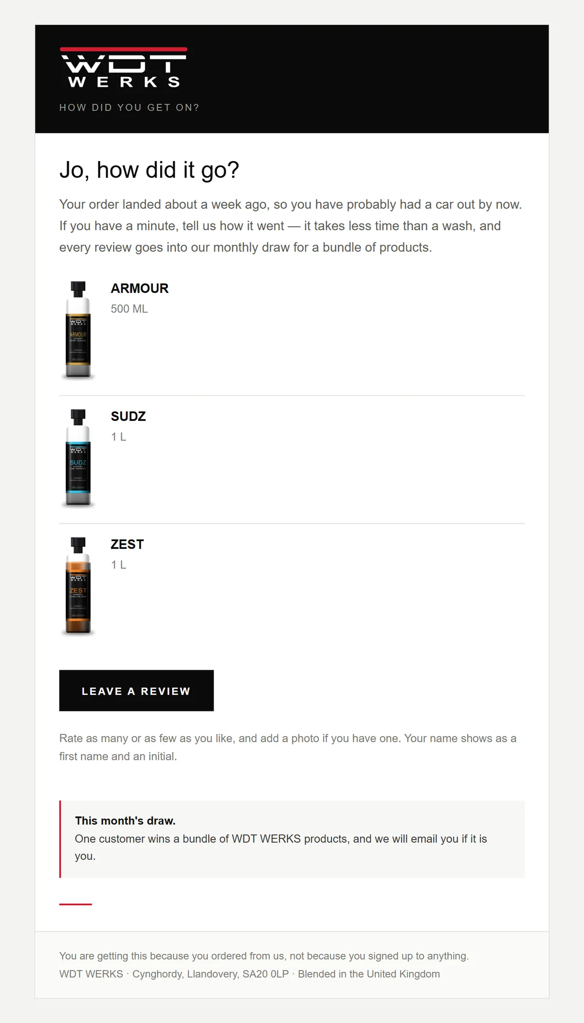 Review request email