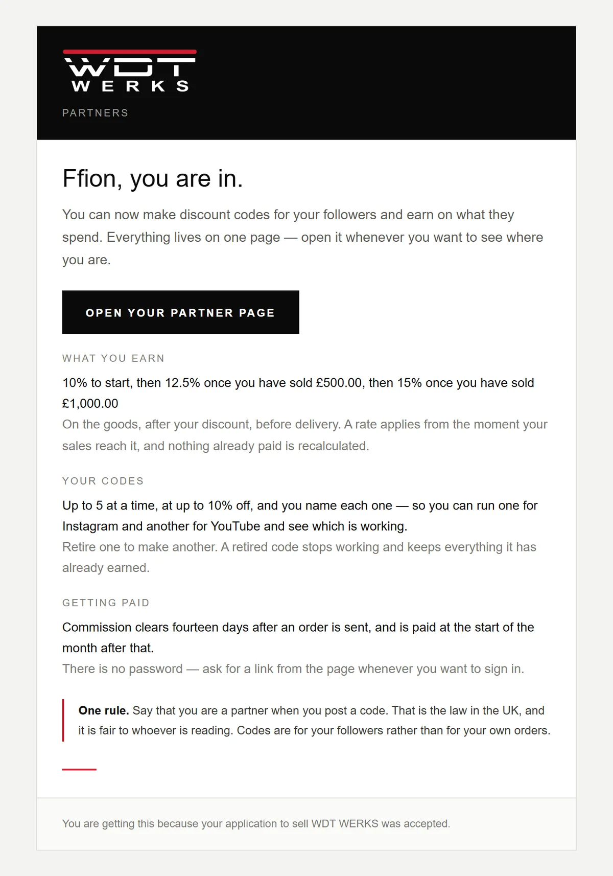Partner approved email